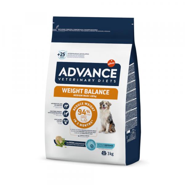 25% taniej! 2x Advance Veterinary Diets, karma sucha dla psa, różne rodzaje - Weight Balance Medium/Maxi, 2 x 3 kg