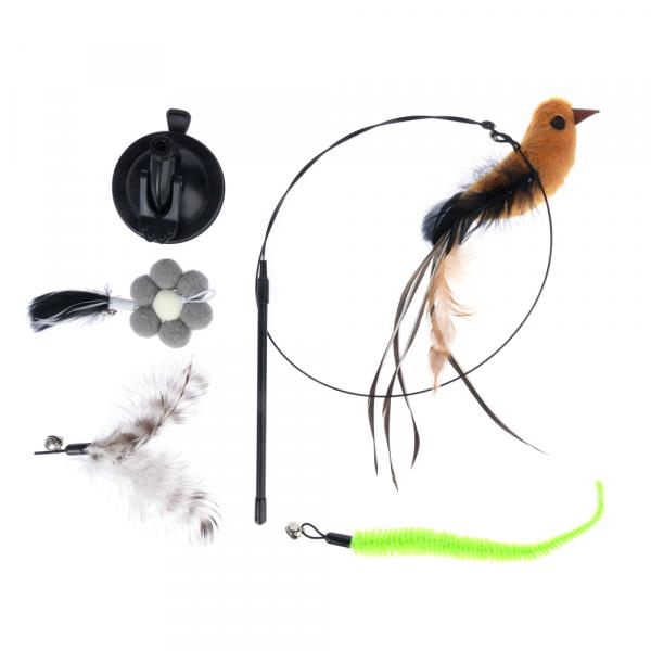 Zooplus Basics interaktywna zabawka dla kota 4w1 - Wędka 95 cm, 4 zabawki 15 cm
