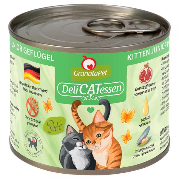 GranataPet DeliCatessen, 6 x 200 g - Kitten, drób