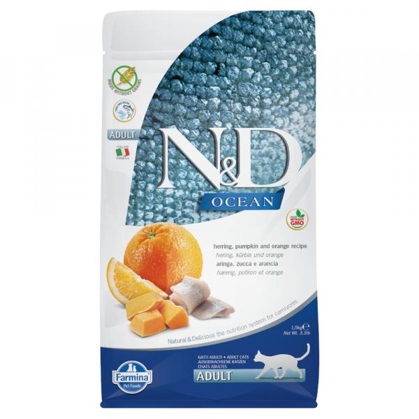 Farmina N&D Ocean Grain Free Adult, śledź z dynią i pomarańczą - 3 x 1,5 kg