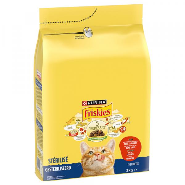 PURINA Friskies Sterilised, wołowina i kurczak z warzywami - 3 x 3 kg