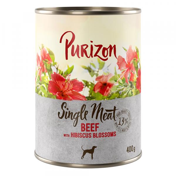 Purizon Single Meat, 6 x 400 g - Wołowina z kwiatami hibiskusa