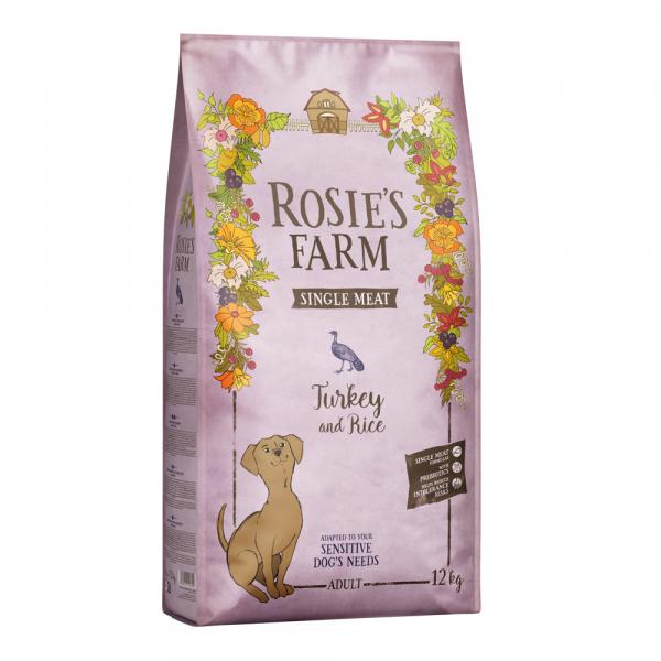 Rosie's Farm Single Meat Adult, indyk z ryżem - 12 kg