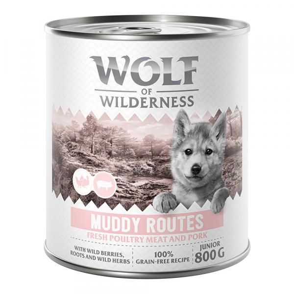 Wolf of Wilderness Junior “Expedition”, 6 x 800 g - Muddy Routes - Drób z wieprzowiną