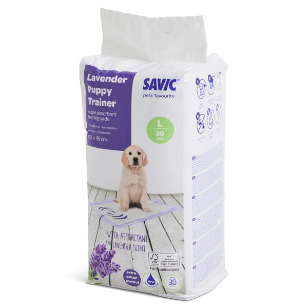 Savic Puppy Trainer Pads podkładki dla szczeniąt, o zapachu lawendy - Duże: dł. x szer.: 60 x 45 cm, 30 szt.