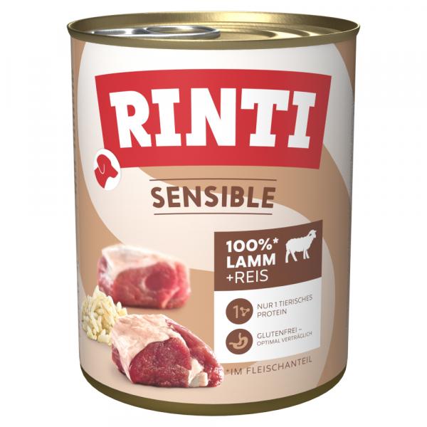 Megapakiet RINTI Sensible, 24 x 800 g - Jagnięcina z ryżem