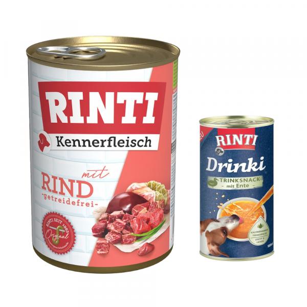 RINTI: 6 x 400 g karma mokra + Drinki, kaczka, 185 ml gratis! - Kennerfleisch, wołowina