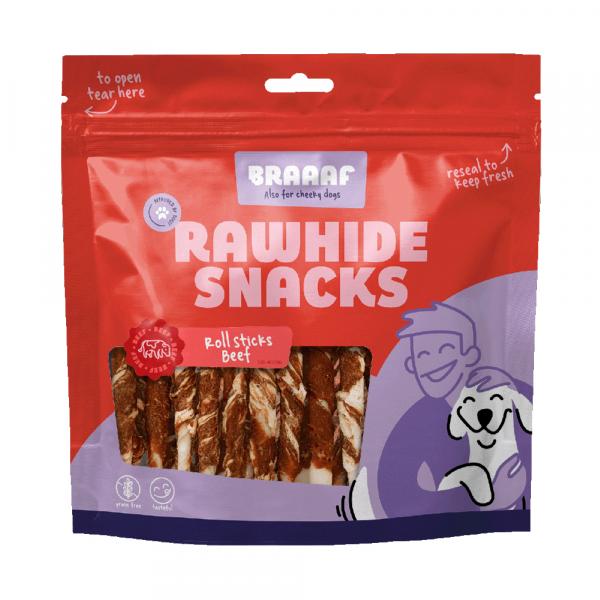 Braaaf Chew Sticks wołowina, dorsz dla psów - 2 x 25 pałeczek