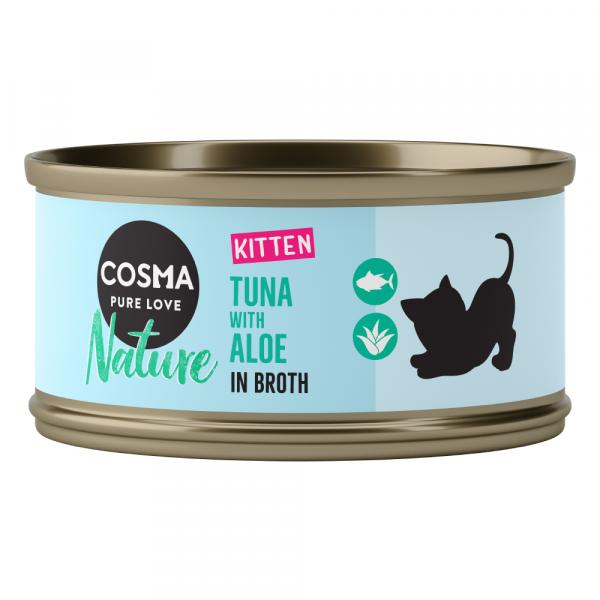 Pakiet Cosma Nature Kitten dla kociąt, 24 x 70 g - Tuńczyk z aloesem