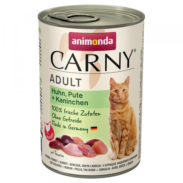 Animonda Carny Adult, 6 x 400 g - Kurczak i indyk z królikiem