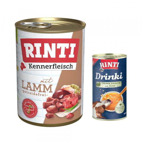 RINTI: 6 x 400 g karma mokra + Drinki, kaczka, 185 ml gratis! - Kennerfleisch, jagnięcina