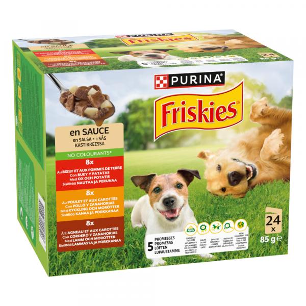 Friskies Adult w sosie z wołowiną, kurczakiem i jagnięciną - 24 x 85 g