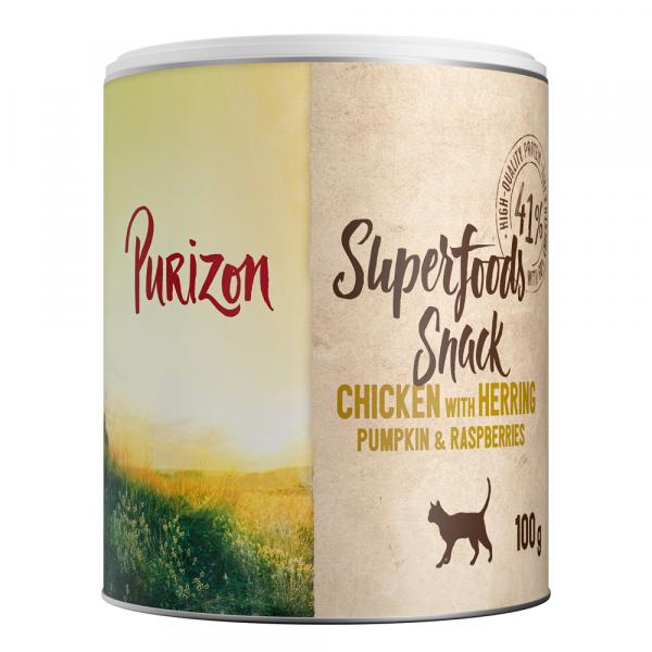 Purizon Superfood Snack, 100 g - Kurczak ze śledziem, dynią i malinami, 100 g