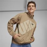 Kurtka z kapturem męska Puma HOODED GRAPHIC WINDBREAKER beżowa 62383783
