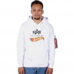 Bluza z kapturem męska Alpha Industries HOT WHEELS FLAG biała 116344-09