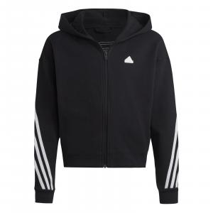 Bluza z kapturem dziewczęca adidas FUTURE ICONS 3-STRIPES FZ czarna IC0118