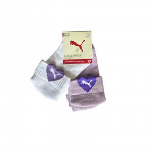 Skarpety dziecięce Puma KIDS HEART LOGO QUARTER 2-PACK wielokolorowe 93865203