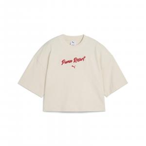 Koszulka damska Puma PREMIUM ESS OVERSIZED GRAPHIC beżowa 62977687