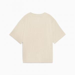 Koszulka damska Puma ESS ELEVATED RELAXED VELOUR RIB beżowa 68810687