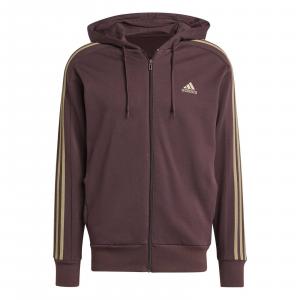 Bluza z kapturem męska adidas ESSENTIALS 3-STRIPES brązowa IX0175