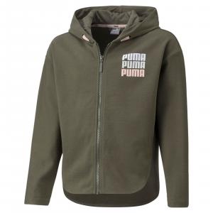 Bluza z kapturem dziewczęca Puma ALPHA FZ khaki 58923844