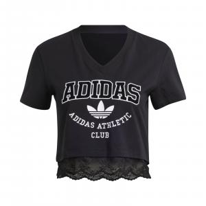 Koszulka damska adidas CROPPED LACE TRIM czarna IL2417