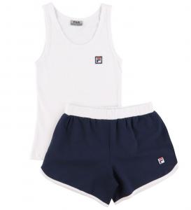 Piżama damska Fila JERSEY RIB TOP AND JERSEY PANT biała FPS4048-125