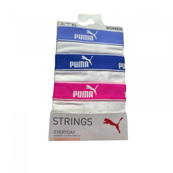 Stringi damskie Puma STRING 3-PACK białe 93533708