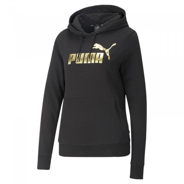 Bluza z kapturem damska Puma ESS+ METALLIC LOGO TR czarna 84909601