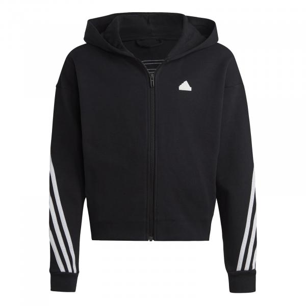 Bluza z kapturem dziewczęca adidas FUTURE ICONS 3-STRIPES FZ czarna IC0118