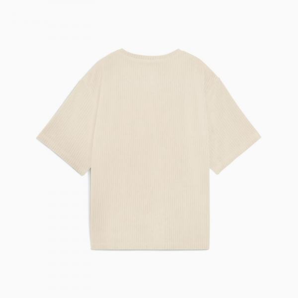 Koszulka damska Puma ESS ELEVATED RELAXED VELOUR RIB beżowa 68810687