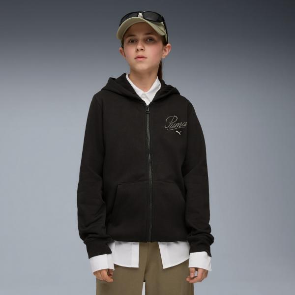 Bluza z kapturem dziewczęca Puma ESS SCRIPT FZ FL czarna 68925301