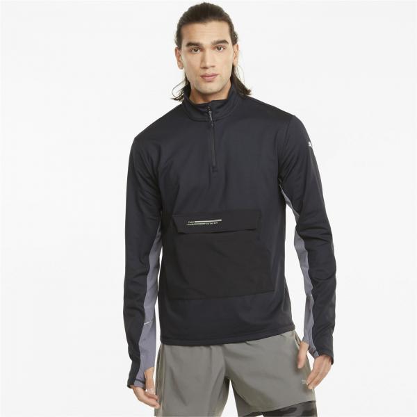 Bluza męska Puma Run CoolAdapt 1/2 Zip czarna 52084701