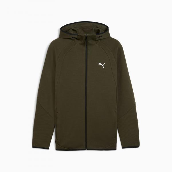 Bluza z kapturem męska Puma EVOSTRIPE FZ DK zielona 68823170