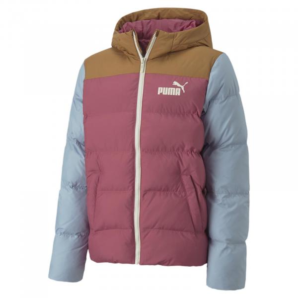 Kurtka z kapturem dziewczęca Puma COLOURBLOCK POLYBALL różowa 84986045