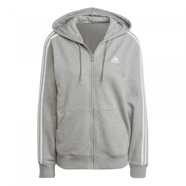 Bluza z kapturem damska adidas ESSENTIALS 3-STRIPES szara IK8393