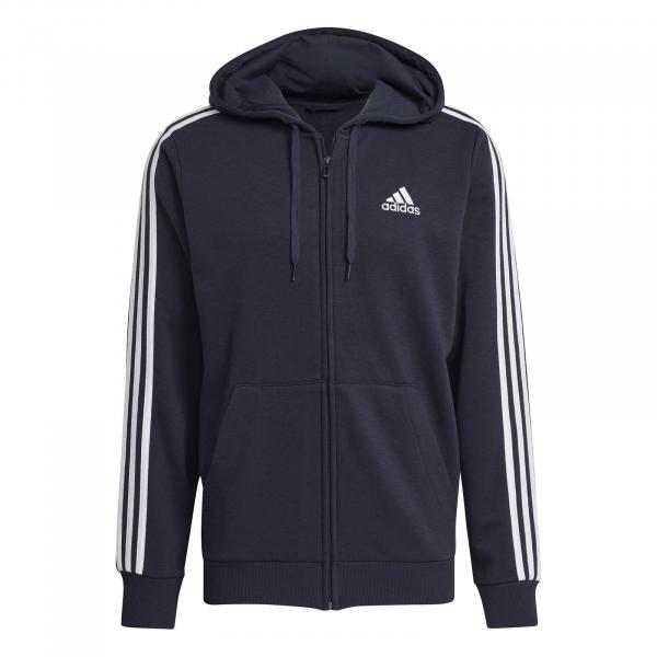 Bluza z kapturem męska adidas ESSENTIALS FRENCH TERRY 3-STRIPES granatowa GK9033