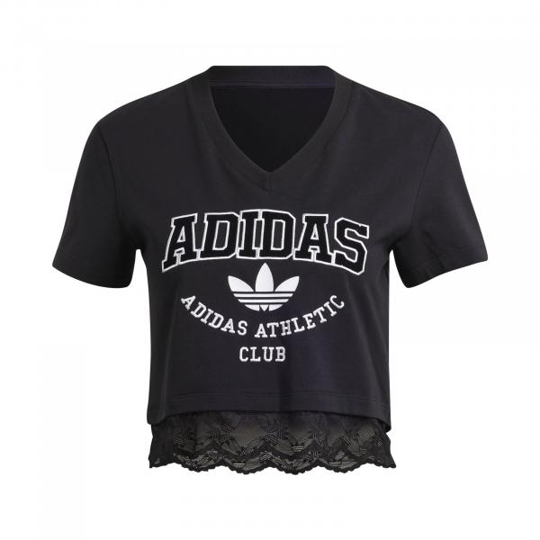 Koszulka damska adidas CROPPED LACE TRIM czarna IL2417