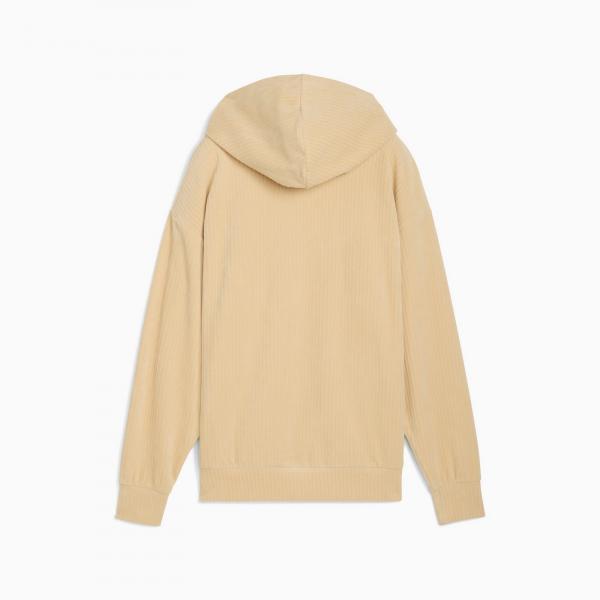 Bluza z kapturem damska Puma ESS ELEVATED COMFORT VELOUR RIB beżowa 68810783