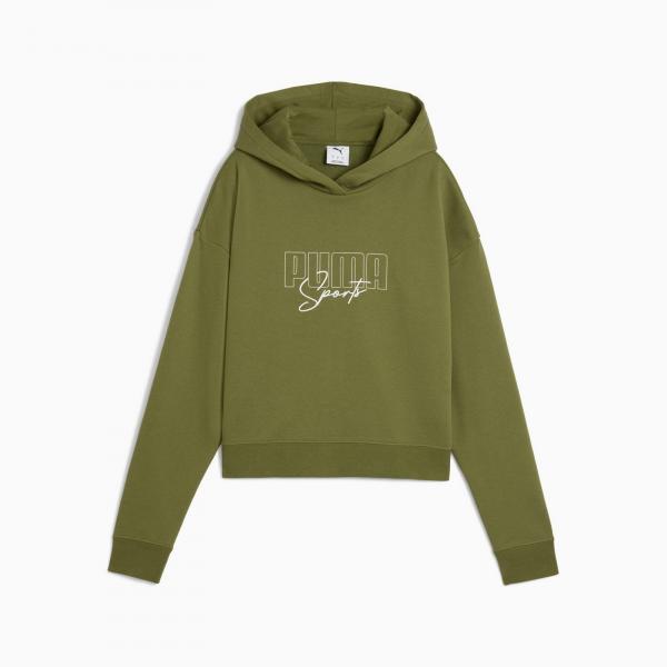 Bluza z kapturem damska Puma ELEVATED GRAPHIC CROPPED TR zielona 68950022
