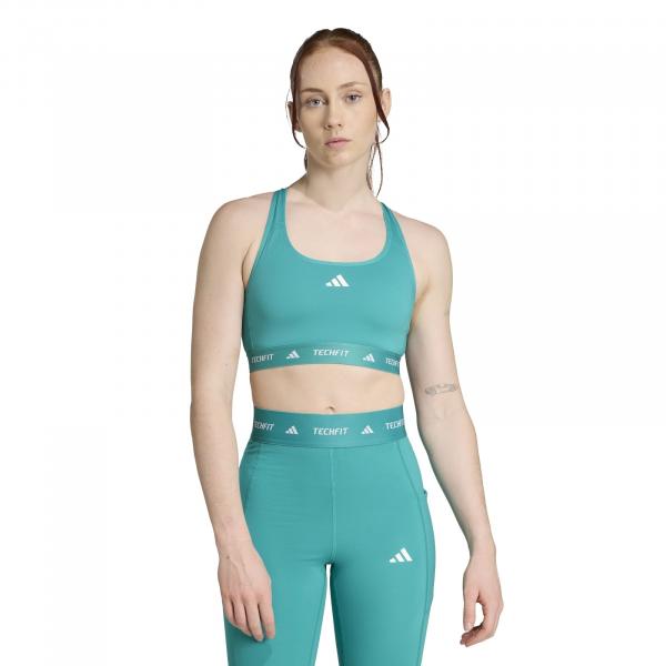 Stanik sportowy damski adidas TECHFIT turkusowy JW7245