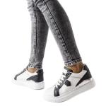 Biało-czarne sneakersy ze srebrnym akcentem Via białe
