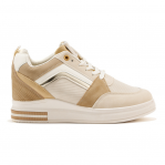 Damskie beżowe sneakersy z ukrytą koturną beżowy