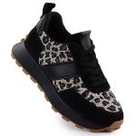 Skórzane sneakersy na platformie w panterkę czarne Vinceza 66793