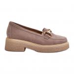 Zazoo 3429 Zamszowe Mokasyny Damskie Z Ozdobą Cappuccino beżowy