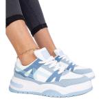 Jeansowe sneakersy z grubymi sznurówkami niebieskie