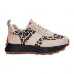 Zamszowe Sneakersy Damskie Na Platformie Panterka Vinceza 66793 Beżowe beżowy