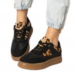 Czarne sneakersy z panterkowym dodatkiem