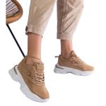 Bezowe sneakersy na grubszej podeszwie beżowy