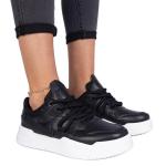 Czarne sneakersy damskie z grubymi sznurówkami